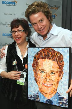 Sandhi Schimmel Gold with Billy Bush and a picture of him by her.